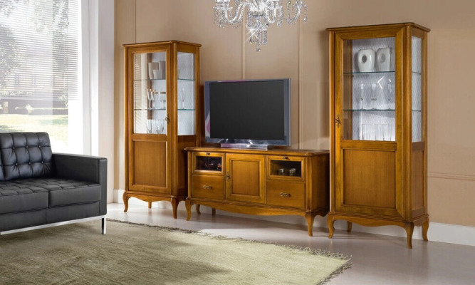 Wohnwand Vitrine Konsole Schrankwand Klassische Wand Wohnzimmer Neu