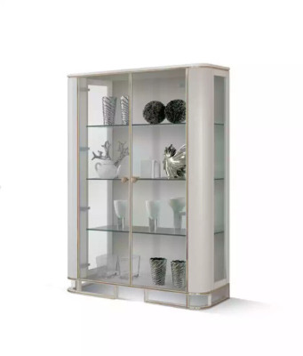 Designer Vitrine Möbel Holz Weiß Luxus Vitrineschrank Design Italienische Möbel