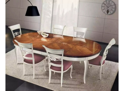 Klassischer Esstisch Tisch Holz Esszimmer Garnitur 4x Stühle Set Weiß