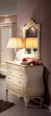 Kommode Luxus Spiegel Klassisch Weiß Schlafzimmer Möbel Schränke Kommoden