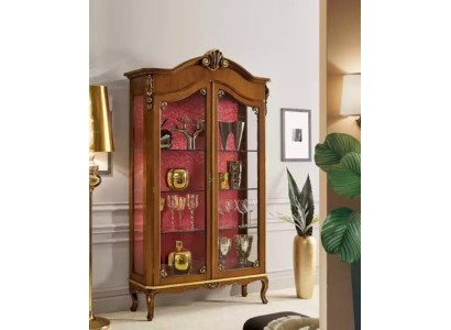 Vitrine Holz Möbel Glas Schrank Braun Vitrinen Wohnzimmer Anrichte Neu