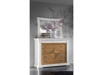 Kommode mit Spiegel Sideboards Holz Kommoden Möbel 2tlg Weiß Italien