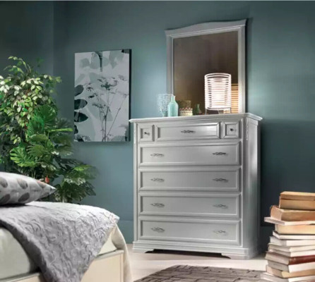 Kommode mit Spiegel Möbel Moderne Kommode Holz Schlafzimmer Weiß Neu