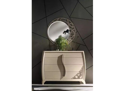 Set Kommode Spiegel Designer Luxus Konsole Kommoden Möbel Holz Beige