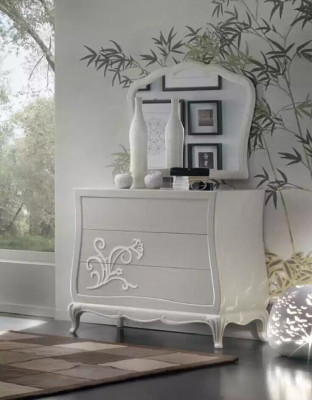 Luxus Kommode mit Spiegel Kommoden Konsole Holz Modern Design Grau