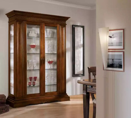 Garnitur Set 7tlg. Esszimmer Esstisch 4x Stühle Vitrine Luxus Holz Möbel