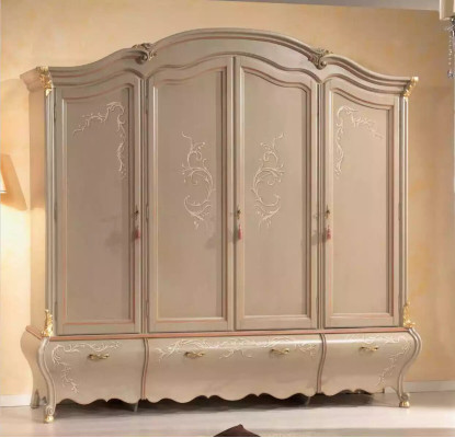 Großer Klassischer Viertüriger Kleiderschrank Luxus Massivholz Möbel