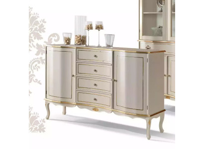 Design Klassisches weißes Sideboard mit Schubladen Wohnzimmer Kommode