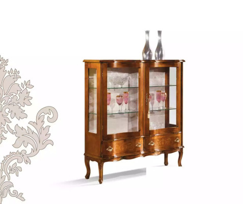 Glas Luxuriös Braun Holz Vitrine Exklusiv Wohnzimmer Möbel Neu