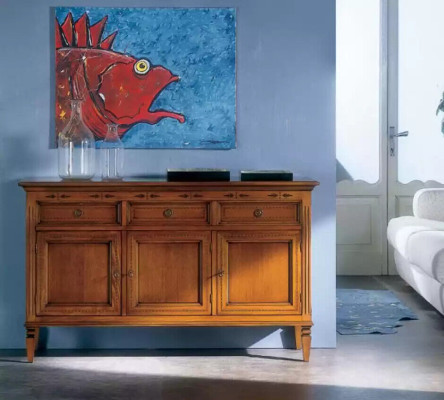 Design Klassisch Kommode Holz Anrichte Braun Sideboard Schrank Neu