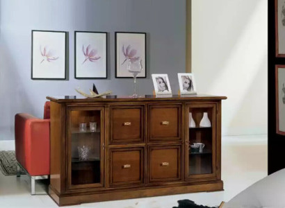 Wohnzimmer SideboardGlas Schrank Vitrine Esszimmer Anrichte Holz Möbel