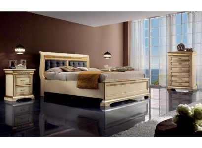 Komplettes Schlafzimmer Design Modern Luxus Bett 2x Nachttische Kommode
