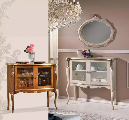 Klassische Luxus Vitrine Wohnzimmer Holz Möbel Schaukasten Design Möbel
