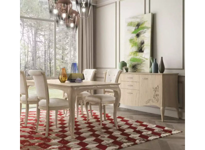 Esszimmer Set 6tlg. Esstisch 4x Stühle Sideboard Gruppe Garnitur Beige