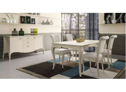 Esszimmer Set Weiß Esstisch 4x Stühle Sideboard Elegantes Design Neu 6tlg.