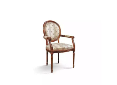 Stuhl mit Armlehne Sessel Esszimmer Holz Lehnstuhl Design Möbel Beige