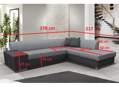 Moderne Design Ecksofa Porto Bettfunktion Couch Textil Sofas Schlaf Sofa