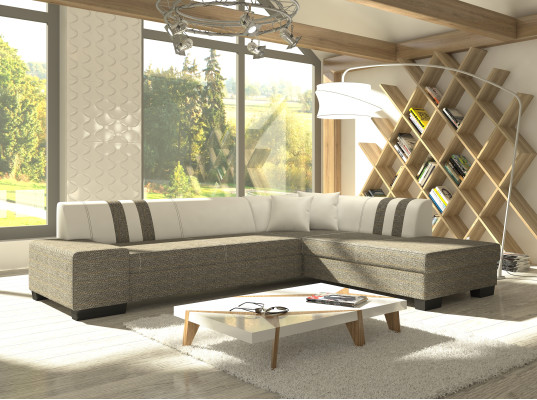 Design Ecksofa Schlafsofa Bettfunktion Sofas Couch Leder Textil Polster Neu