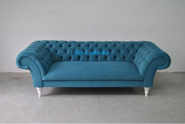 Textil 3 Sitzer Blau Stoff Design Couch Polster Sofas Modern Sofa Chesterfield