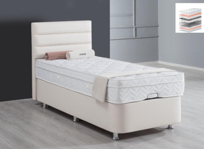 Bett Beige Einzelbett Metall Modern Schlafzimmer Betten Möbel 120x200