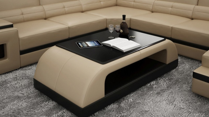 Sofatisch Glas Design Kaffee Tisch Wonzimmer Leder Couch Beistell Sofa Tische