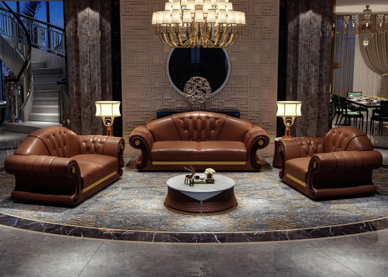 Chesterfield Sofa Couch Polster Couch 3er Couchen Deko Polster Leder Neu