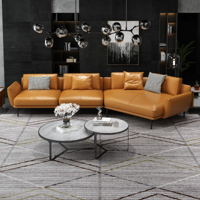 Ecksofa Sofa L-Form Ledersofa Couch Wohnlandschaft Garnitur Trapez Moderne Sofas