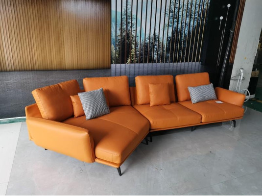 Ecksofa Sofa L-Form Ledersofa Couch Wohnlandschaft Garnitur Trapez Moderne Sofas