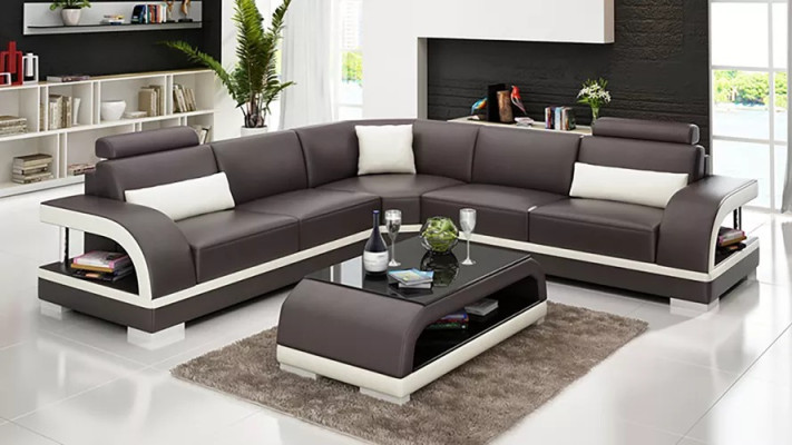 Ledersofa Ecksofa Polster Eckgarnitur Sofa Polster Couch Garnitur Wohnlandschaft