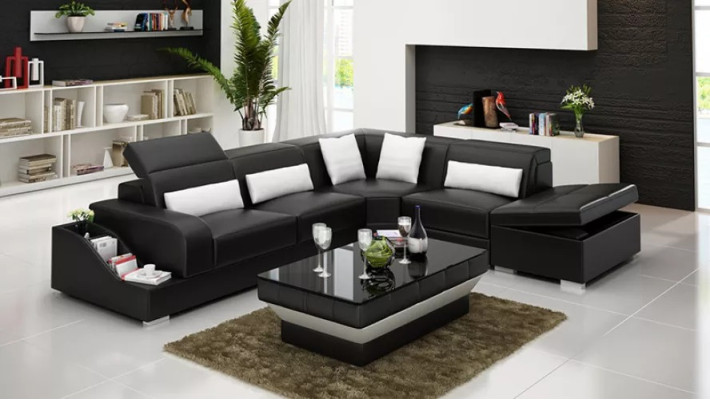 Garnitur Eckgarnitur Sofa Ledersofa Ecksofa Polster Polster Couch Wohnlandschaft