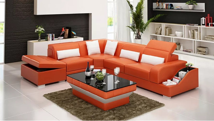 Garnitur Eckgarnitur Sofa Ledersofa Ecksofa Polster Polster Couch Wohnlandschaft