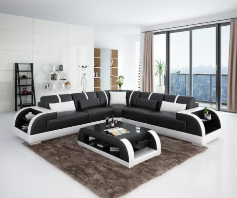 Design Moderne Ecksofa Wohnzimmer Möbel Eckcouch Lederpolster Couch