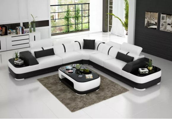 Wohnzimmer Eckcouch Design Ecksofa Möbel Moderne Lederpolster Couch