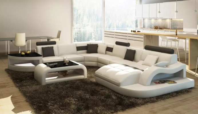 Eckcouch Design Ecksofa Wohnzimmer Möbel Lederpolster Couch Sofa Wohnlandschaft