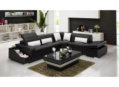 Design Moderne Eckcouch Ecksofa Wohnzimmer Lederpolster Couch Sofa