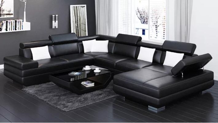 Sofa wohnzimmer Leder xxl couch polster landschaft moderne designer