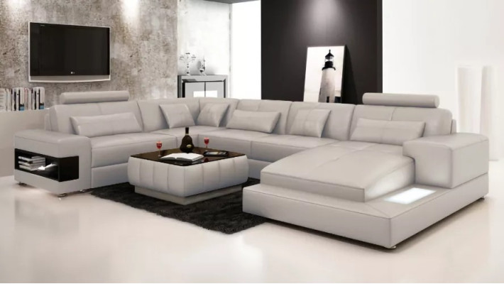 Ecksofa Couch Polster Wohnlandschaft Sofa 2tlg. Set Couchtisch Eck Garnitur