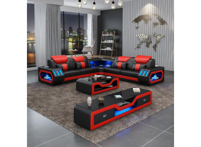 L Form Designer Wohnlandschaft Polster Ecksofa Eck Garnitur Sofa Couch Ecke led