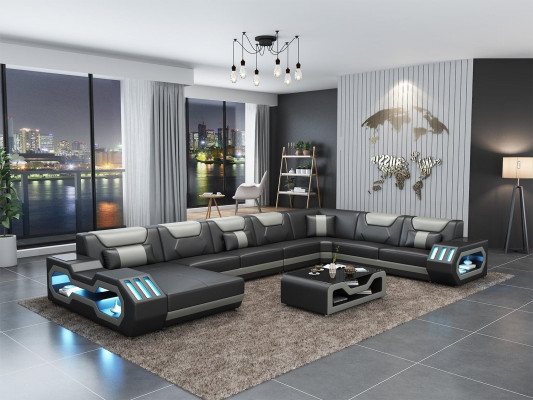 Ledersofa Ecksofa Garnitur Polster U Form Couch Sofa Design Eckgarnitur Sofas