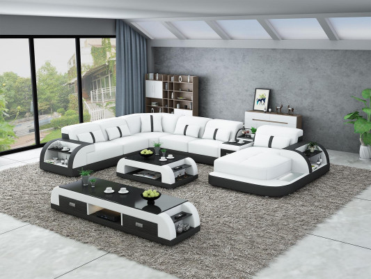 Wohnlandschaft U Form Ecksofa Couchtisch Sideboard Design Wohnlandschaft 3tlg.