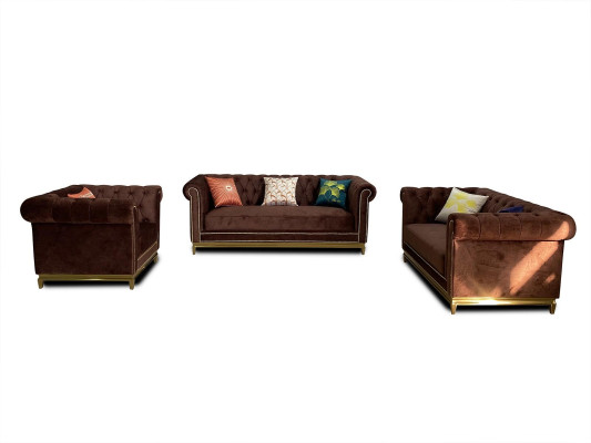 Sitzgarnitur 3+2+1 Sitzer Möbel Polster Textil Moderne Chesterfield Design