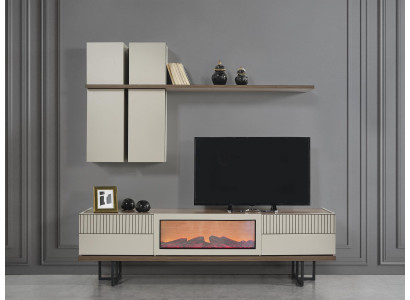 Wohnwand Sideboard mit Kamin Elektro Schrank tv Ständer rtv wohnwände Konsole