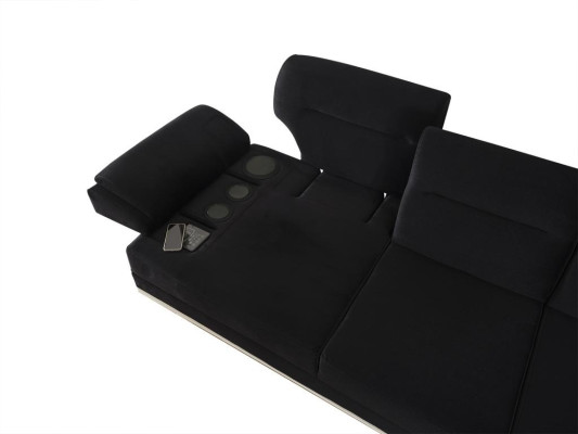 Sofa Couch Möbel 3+1 Sitz Couchtisch Sofagarnitur Couchen Sofas Möbel Schwarz