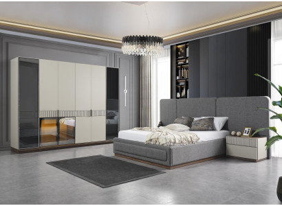 Schlafzimmer Möbel Betten 2x Nachttische Schrank Kleiderschrank Design 4tlg