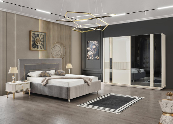 Modernes Schlafzimmer Set Couch Set Kleiderschrank 2x Nachttisch Möbel 4tlg