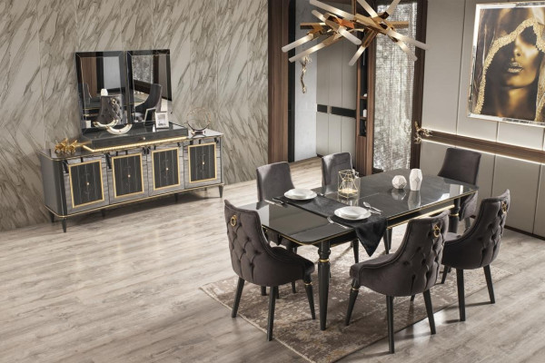Luxus Esszimmer Esstisch Stuhl Gruppe Garnitur Set Holz Tisch Tische 5tlg. Sets