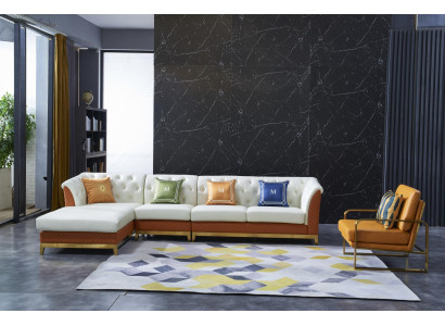 Design Sofa Couch Ecksofa Luxus Hocker Polster Garnitur Wohnlandschaft