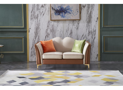 Klassische Zweisitzer 2er Sitzer Sofa Couch Polster Leder Couchen Sitz