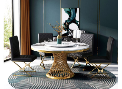 Italienische Esszimmer Möbel Rund Tisch + Lehnstuhl Ess Gruppe Garnitur