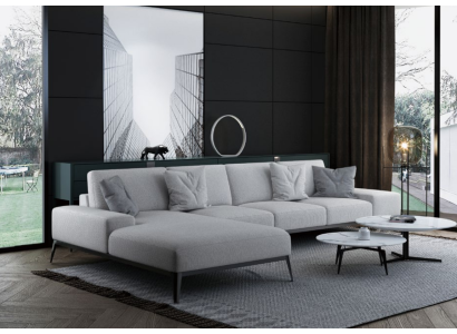 Italienische Polster Sitz Ecke Leder Couch Moderne Garnitur Wohnlandschaft